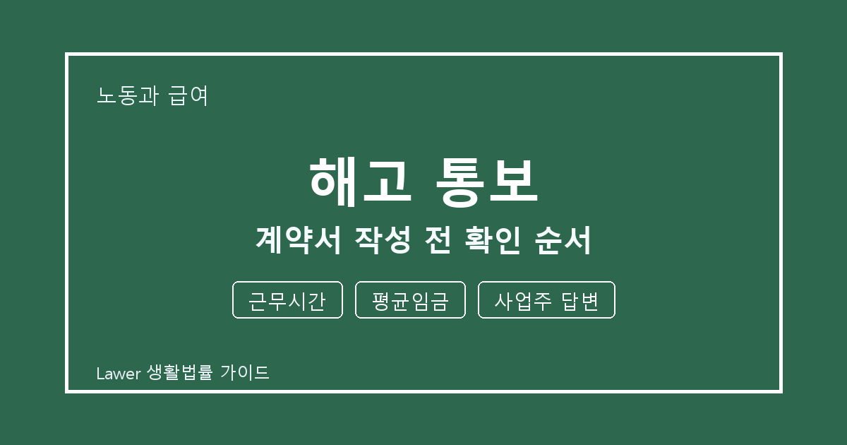해고 통보 계약서 작성 전 근무시간·평균임금 준비서류와 확인 순서