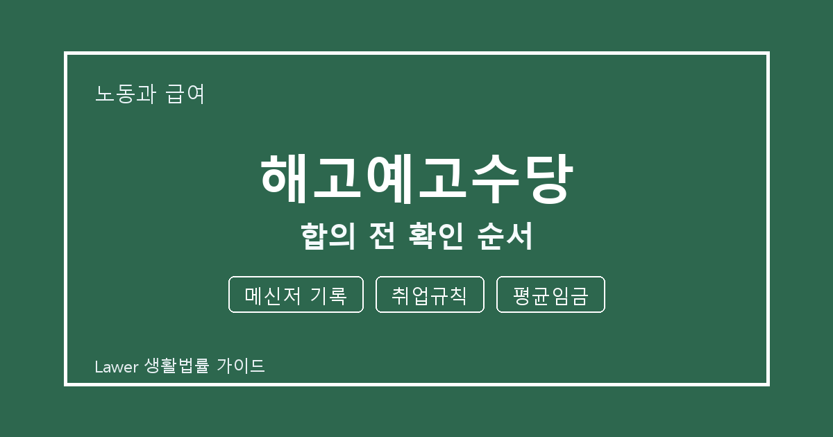 해고예고수당 기한 전 메신저 기록·취업규칙 확인 체크리스트